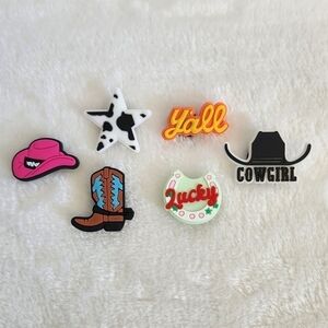 Crocs Jibbitz Clog Shoe Charms Western Cowgirl Boots Lucky Y'all Set Of 6